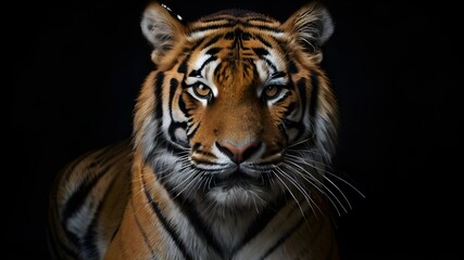 Wall Mural - Tiger with a black background