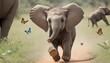 A Baby Elephant Chasing Butterflies Upscaled 2