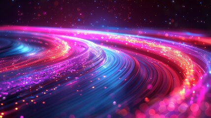 Aufkleber - Isolated on transparent, blurry neon circles with modern swirl trail effect. Abstract luminous rings with slow shutter speed effect.