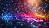 A holographic falling confetti shimmer isolated on transparent background with rainbow confetti overlay texture. Modern festive foil hologram tinsel with bokeh light effect and glare glitter.