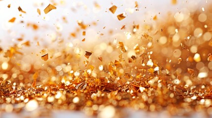 Poster - Isolated golden confetti on a white background