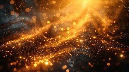 Canvas Print - A shining star, sun particles, bokeh glitter, pearls and sequins set. Effects of glare, lines, yellow explosions. Transparent golden light flare and sparkles set, modern illustration.