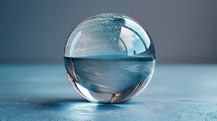 Poster - This realistic glass globe is made from transparent crystal spheres, round orbs of water, optical beads, soap bubbles, and glossy shiny empty buttons, all isolated in modern form.
