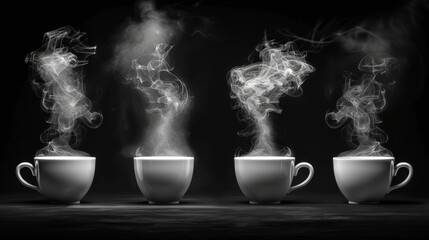 Canvas Print - An isolated design element, tea smoke, coffee cup, food steam or vapor clouds, realistic white cigarette and hookah steam trails, hot dish or mug haze, set of 3d modern illustrations.