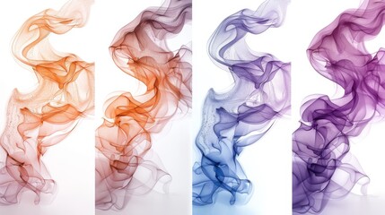 Aufkleber - Modern set of air flow elements with a white background. Abstract light effect blowing from an air conditioner, purifier, or humidifier.
