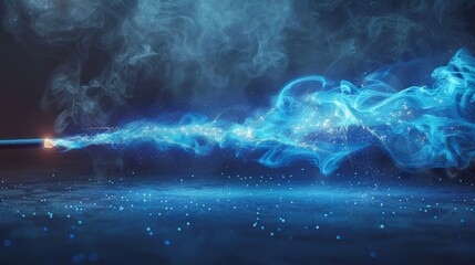 Fototapete - Modern illustration with luminous lines with shiny glitter particles, magic energy twirl, and wizard spell. Modern illustration with luminous lines with shiny glitter particles.