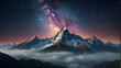 Photoreal 3D Product Presentation theme as Celestial Symphony Concept As A mountain range with a sky painted in the colors of the Milky Way, where each star twinkles in harmony with nature�s silence.,