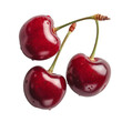Fresh red cherries isolated on white background or PNG transparent, AI generated