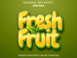 Wall Mural - fresh fruit text effect, font editable, typography, 3d text. vector template