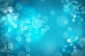 Canvas Print - abstract, design and blue bokeh with hexagon, christmas theme, decor and creativity with color. wall