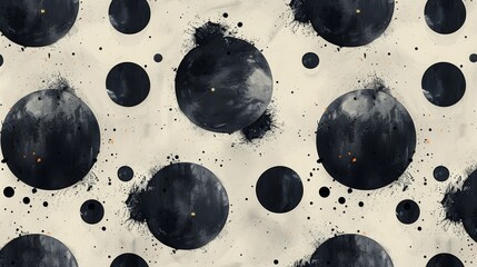 Wall Mural - Hand drawn monochromatic texture with round brush strokes. Abstract background with round brush strokes. Stylish polka dot pattern.