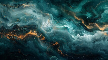 Fototapete - Painting in green and blue marble texture, fashion art, abstract color mix painting/