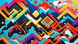 Multicolored background with geometric pattern. Minimal wall art with graffiti  splash street art.