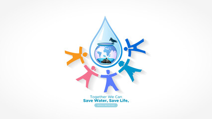 Wall Mural - Save Water Save Life. World water day.