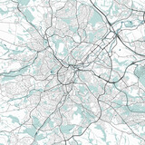 Fototapeta Londyn - Map of Sheffield, England. Detailed city map, metropolitan area.
