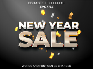 Wall Mural - new year sale text effect, font editable, typography, 3d text. vector template