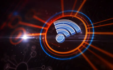 Wall Mural - wifi wireless mobile connection symbol digital concept 3d illustration