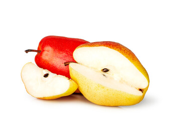 Wall Mural - Pear and slices isolated on a white background