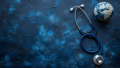 Symbol of global health on blue backdrop