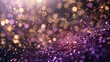 Glittery gold and purple abstract confetti bokeh background, celebration concept