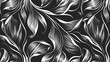 © Passtudio - Elegant seamless floral pattern. Wavy vector abstract background. Stylish modern monochrome linear texture