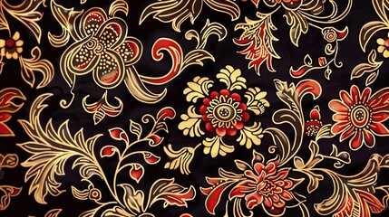 traditional batik pattern with intricate floral motifs