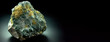 Ferrimolybdite is a rare precious natural stone on a black background. AI generated. Header banner mockup with space.