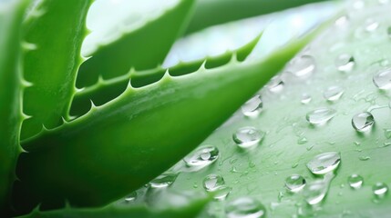 Canvas Print - Close up of a plant with water droplets, suitable for nature or environmental concepts