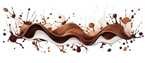 Sticker - A white background serves as the canvas for a visually striking still life photography featuring a splash of chocolate and whipped cream, creating a delicious contrast