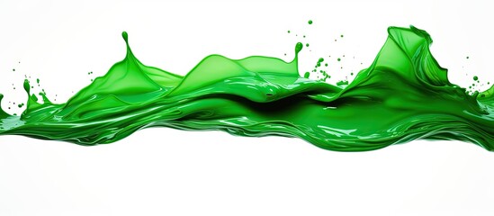 Canvas Print - A vibrant splash of green liquid on a blank canvas symbolizing the beauty of water and nature. The flowing paint creates a stunning landscape of grassy slopes and lush trees, resembling a work of art