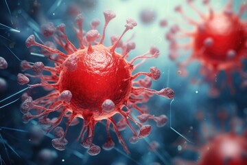 Sticker - Detailed image of a red corona cell, suitable for scientific and medical presentations