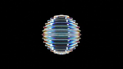 Wall Mural - abstract glass sphere form with dispersion effect on dark background: 3d render