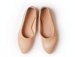 Top view of simple beige ballet flats, ideal for casual wear.