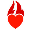 Fire flame icon, hot heart symbol, vector illustration.