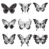 Fototapeta Motyle - Butterflies set isolated on a white background. Vector illustration.