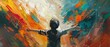 Courage  Resilience Paint a picture of courage and resilience with bold strokes and vibrant colors in a 2D illustrate featuring a brave young boy facing adversity