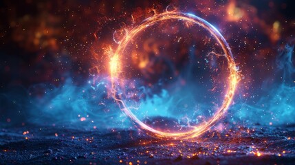 Poster - A round shiny frame background with light bursts. Modern EPS10.