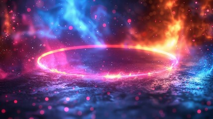 Poster - Modern eps10 background with shiny round frame with light bursts. Background for technology.