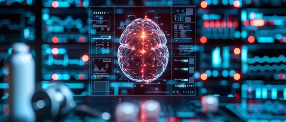 Aufkleber - Using advanced medical technology to analyze the human brain in the future for the wellbeing of people in healthcare and medical technology.