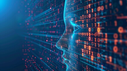 Poster - Artificial Intelligence (AI). Binary code. Digital transformation concept.