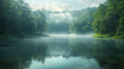 Canvas Print - The deep forest has a lake