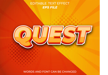 Wall Mural - quest text effect, font editable, typography, 3d text. vector template
