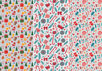 Canvas Print - hand drawn flat christmas pattern design