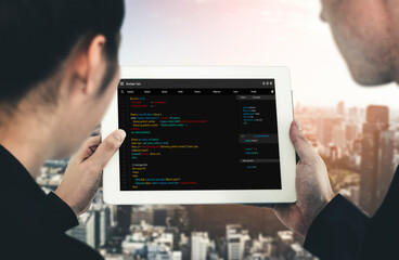software development programming on computer screen for modish application and program coding