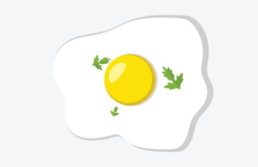 Fried egg breakfast cartoon icon isolated. Flat omelet meal yolk logo shape symbol design 3 2 1