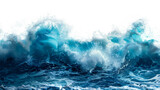 Fototapeta  - Curling blue ocean wave on transparent background - stock png.