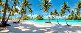 Fototapeta Perspektywa 3d - Tropical paradise of a pristine beach, with crystal-clear turquoise waters