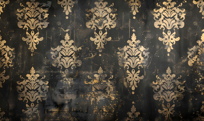 Wall Mural - old distressed dark wallpapers with beautiful vintage pattern,generative ai