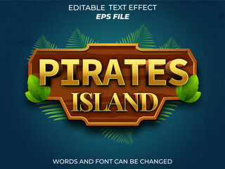 Wall Mural - pirates island text effect, font editable, typography, 3d text for medieval fantasy rpg games. vecto