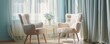 © shooreeq - Two chairs in psychotherapy room, modern office, nice interior, pastel calm colors, professional photo, interior photo, sharp focus, blank space for text